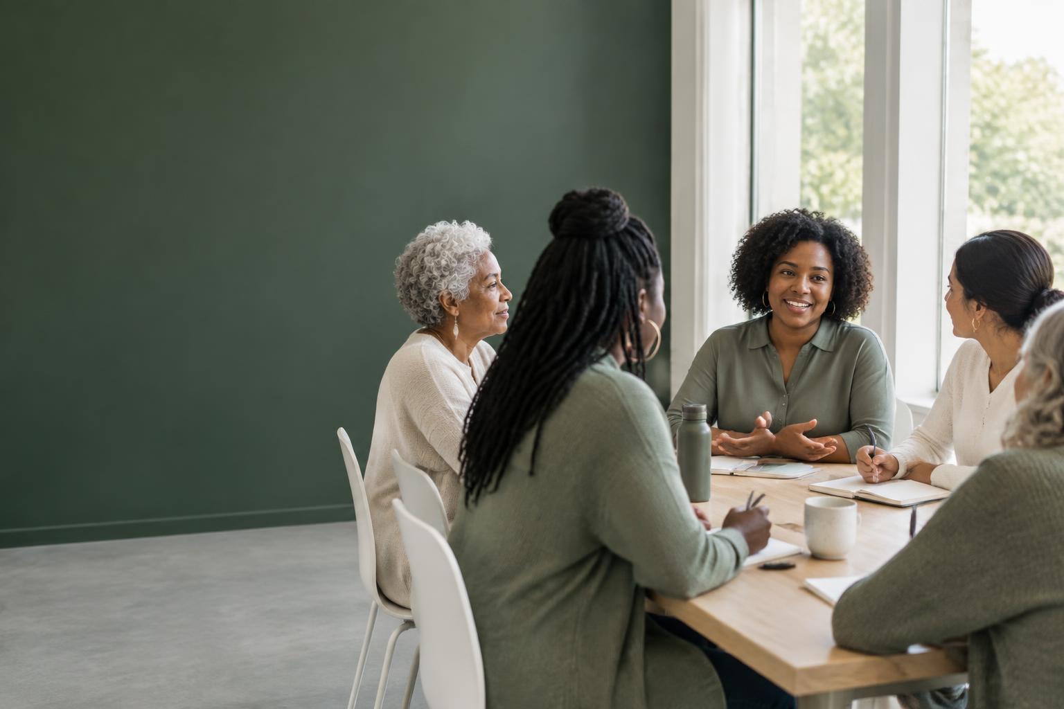 Illustration of a community wellness conversation